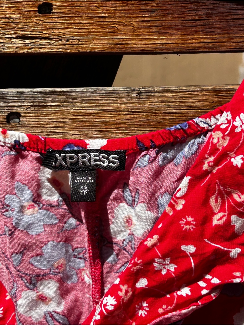 Express Red Floral V-Neck Spaghetti Strap Sundress - Picture 2 of 5